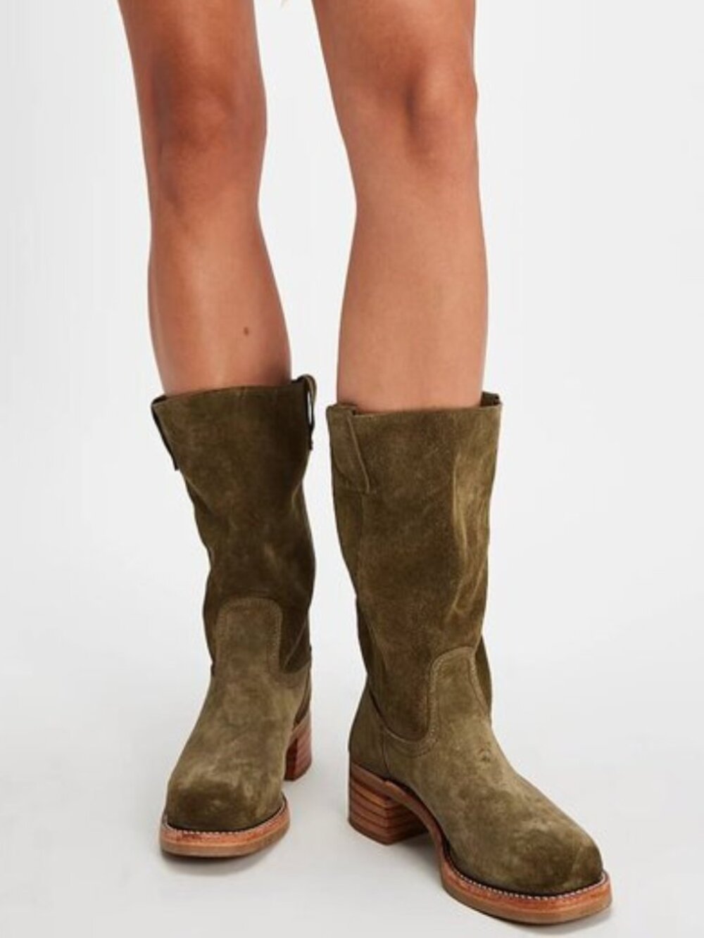 Frye Campus 12R Tall Suede Riding Boots in Olive